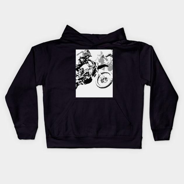 The Big Race - Motocross Racers Kids Hoodie by Highseller